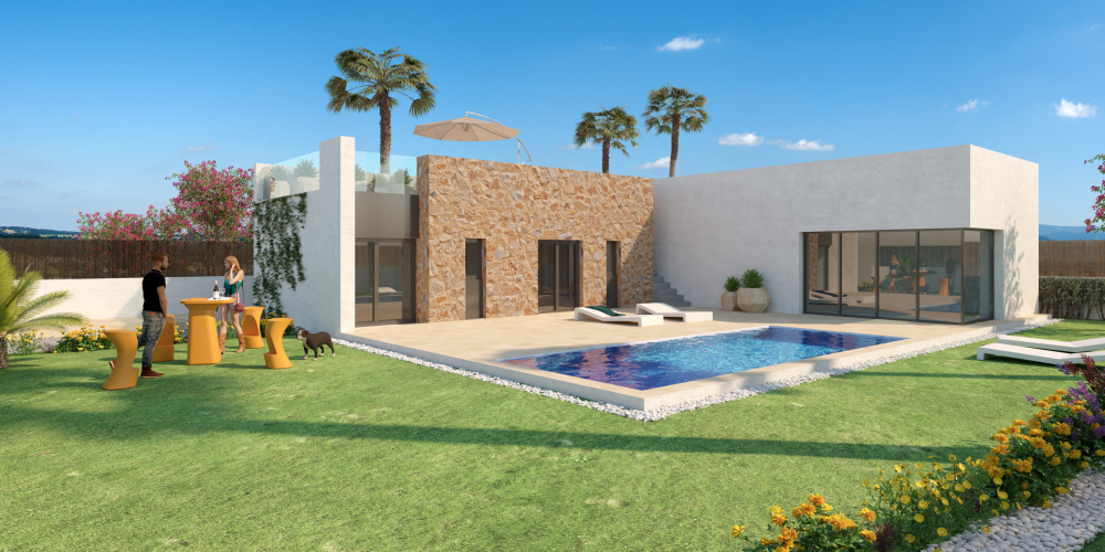 Modern detached villas with views of the golf course