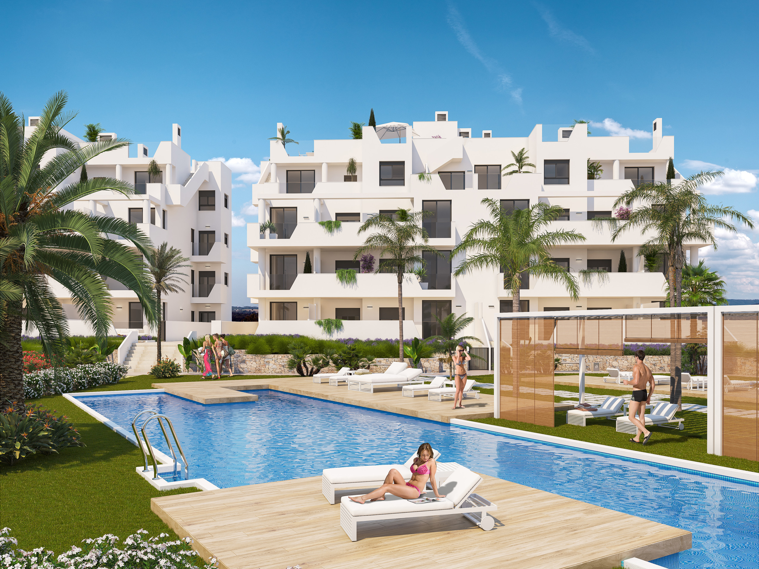 Apartments with communal pool and heated pool in Santa Rosalía Resort
