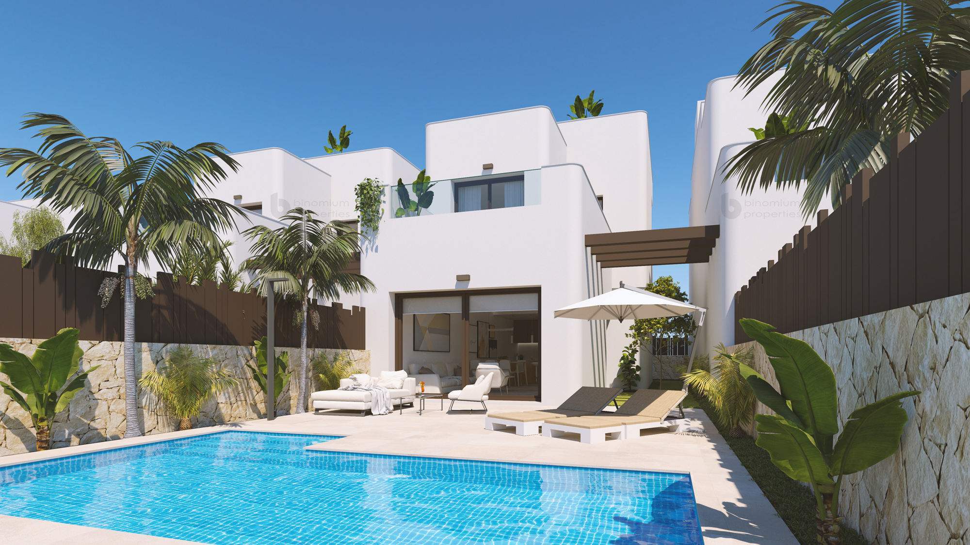 Detached villas in Mil Palmeras 800 meters from the beach