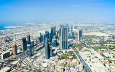 June 23, 2018: Abu Dhabi Seascape with skyscrapers in the background at evening, UAE