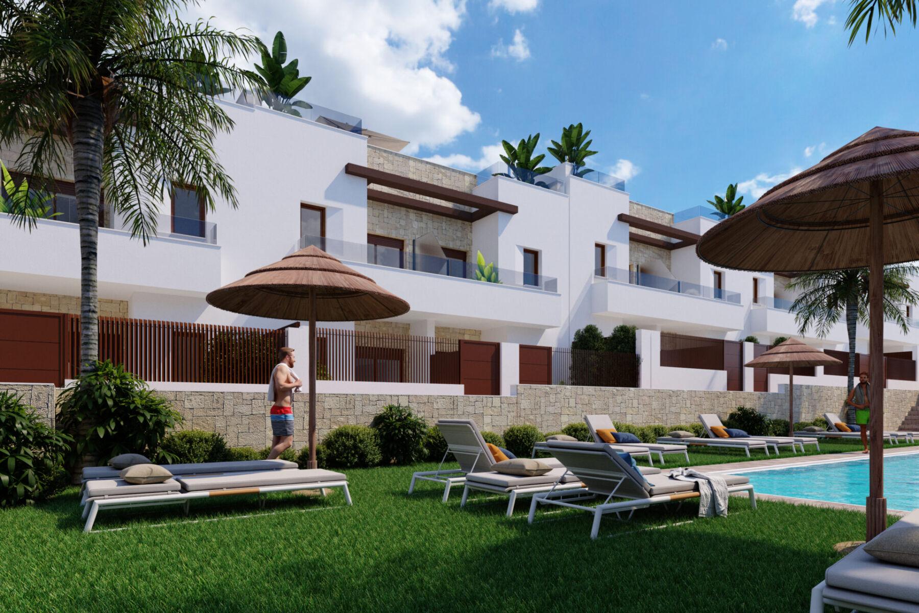 124224-Moderne geschakelde woningen met tuin en solarium in Orihuela Costa