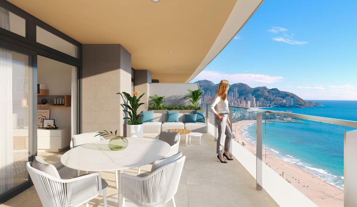 93652-Luxe appartementen in Benidorm met zeezicht op alle verdiepingen en 50 meter van het strand