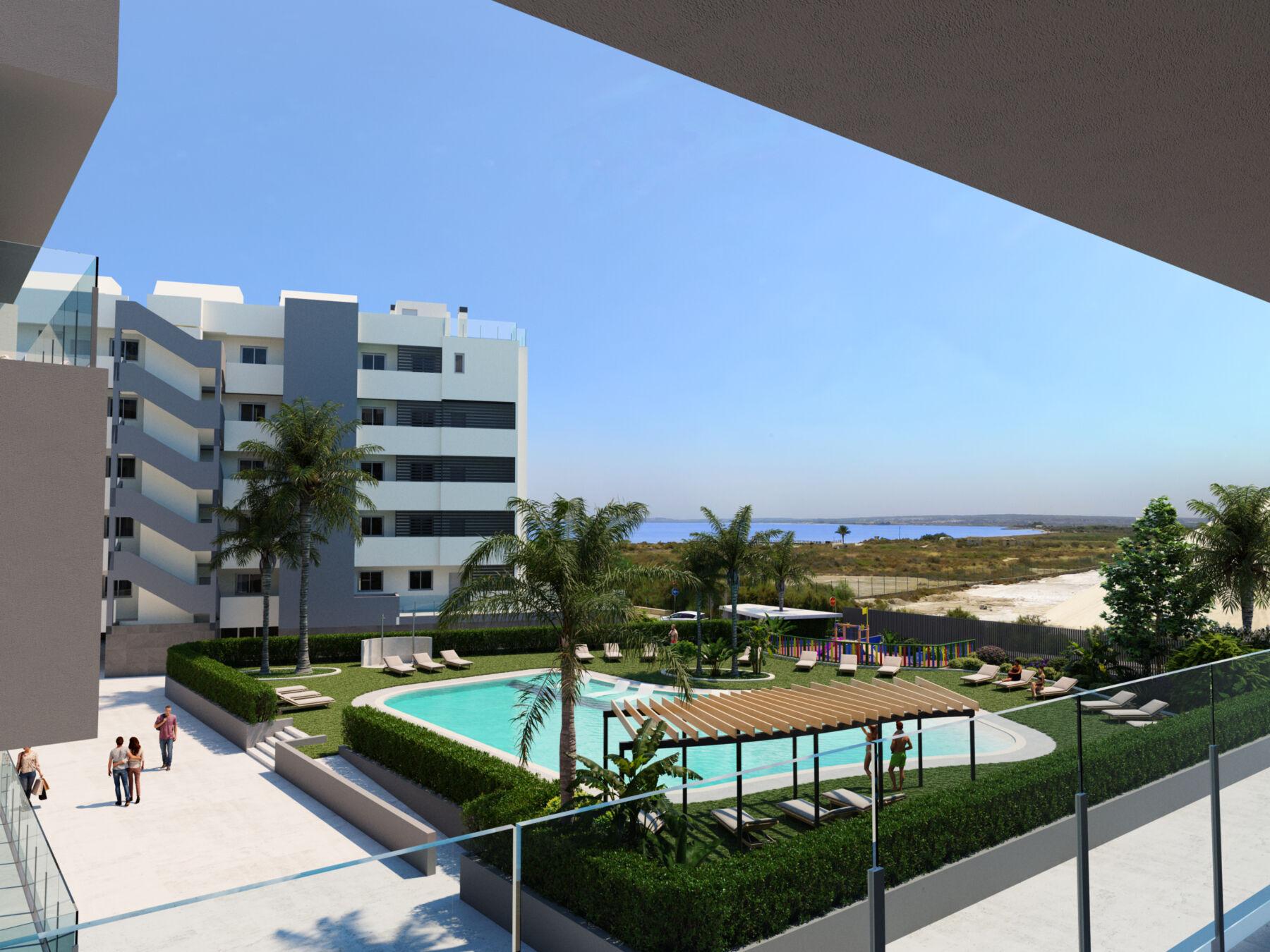 95371-Appartementen met zeezicht op slechts 100 meter van het strand in Santa Pola